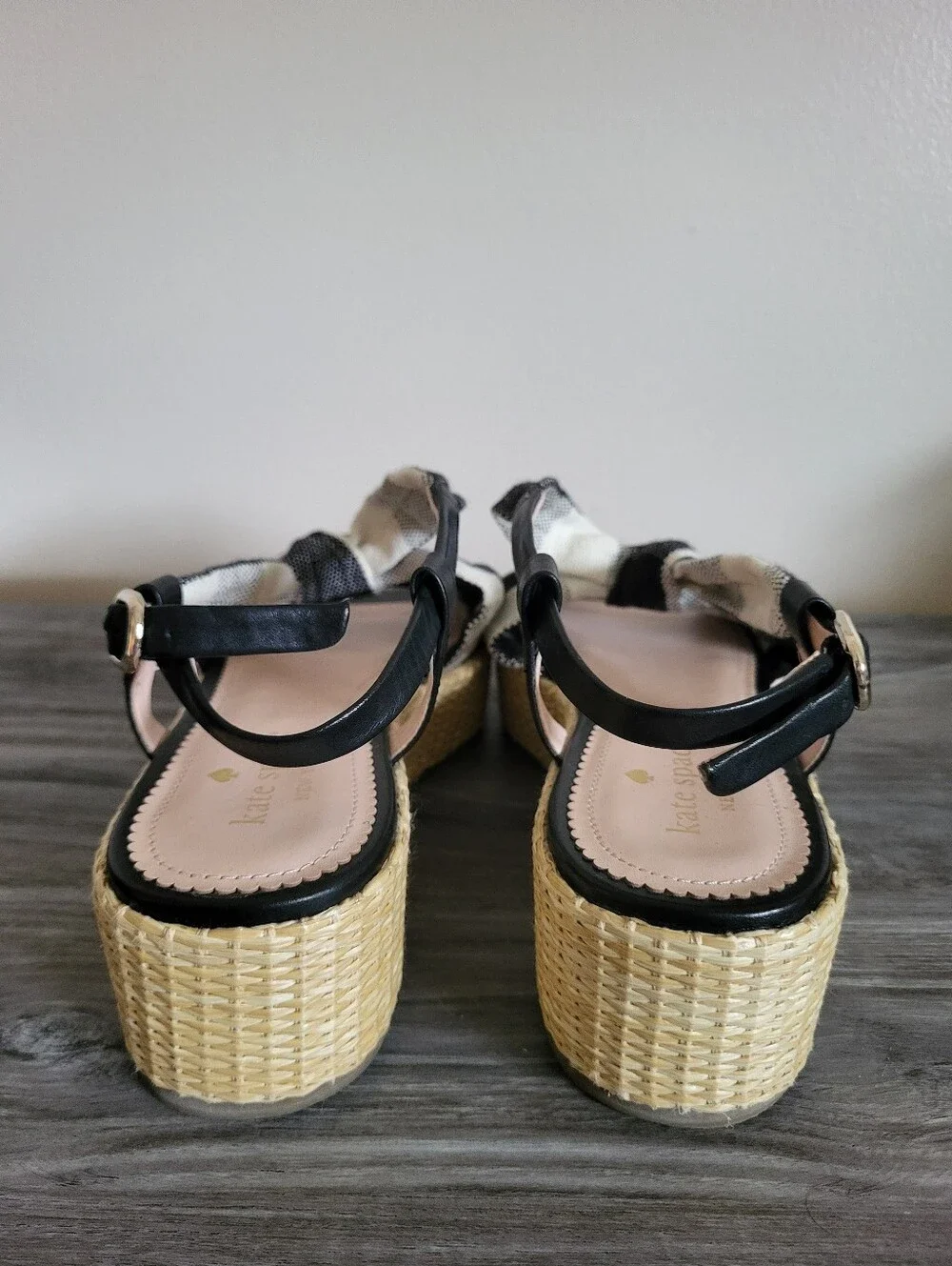 Kate Spade Betsy Platform Sandal Black & White Gingham Size 8.5